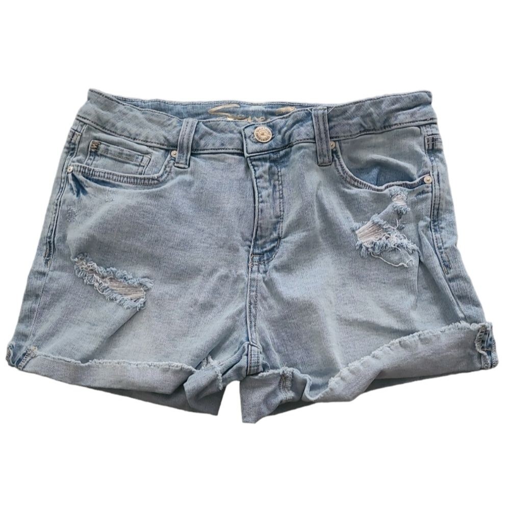 EUC Seven 7 women's high waist destroyed distressed denim Jean short, 10